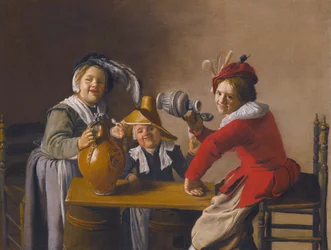 Drie kinderen drinken en halen kattenkwaad uit
