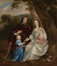 Govert van Slingelandt (1623-90), heer van Dubbeldam. Met zijn eerste vrouw Christina van Beveren en hun twee zonen