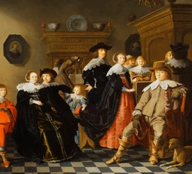 Een elegant gezin in een interieur