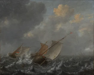 Schepen op een woelige zee