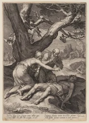Adam en Eva treuren over het lijk van Abel, uit Geschiedenis van de eerste ouders van de mens