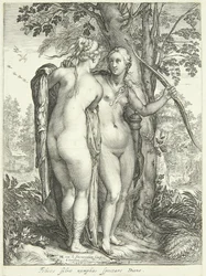 Diana en een nimf bij een boom