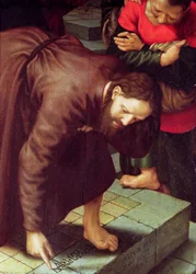 Christus en de overspelige vrouw (detail)