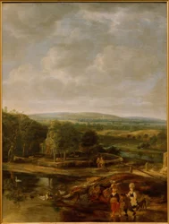 Italiaans landschap met stafage