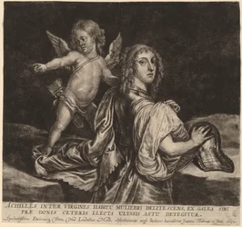Achilles als Pyrrha met Cupido