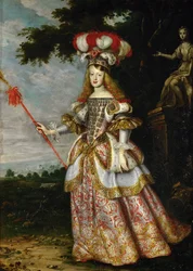 Margarita Teresa, Infanta van Spanje 1651-1673, in een theatraal kostuum, 1667