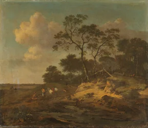 Duinlandschap met rustende jagers