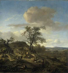 Landschap met een jager en andere figuren