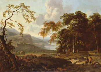 Een jachtpartij in een klassiek landschap, ca. 1672-77
