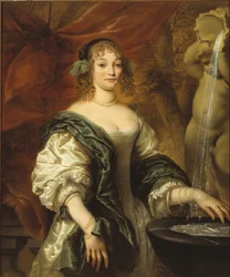Portret van een jonge dame bij een fontein, tweede helft van de 17e eeuw