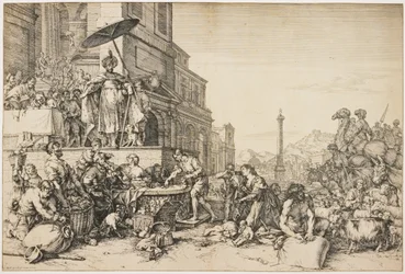 Jozef deelt graan uit in Egypte, c.1648-57 (ets)