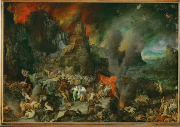Aeneas en de sibille in Hades (schilderij op koper)