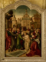 De opwekking van Lazarus, het centrale paneel van een altaarstuk