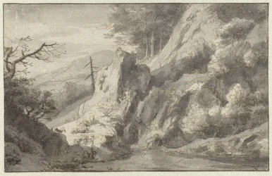 Berglandschap met een dode conifeer