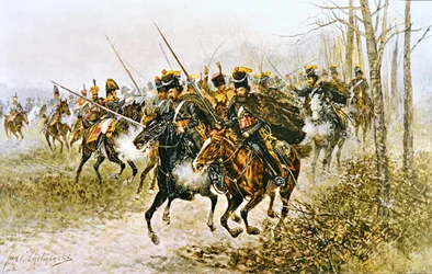 Napoleon en zijn staf verrast door Kozakken