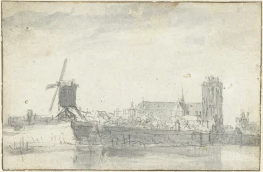 Gezicht op Dordrecht vanaf het water