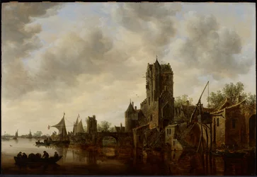 Rivierlandschap met de Pellecussenpoort nabij Utrecht