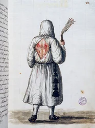 Battuti broederschap, die in 1399 uit het noorden kwam en niet werd geaccepteerd in Venetië door de Doge Antonio Venier, Deel II, f 88, door Giovanni di Grevembroch of Grevenbroch (1731-1807)