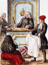 Pandjeshuis, illustratie uit Geïllustreerd boek van Venetiaanse kostuums, door Jan Grevenbroeck (1731-1807), aquarel, Italië