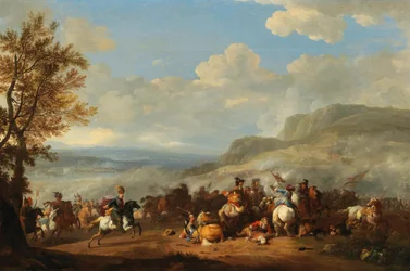Een cavaleriegevecht tussen Turken en Europeanen