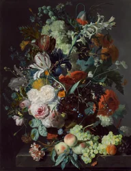 Stilleven met Bloemen en Fruit