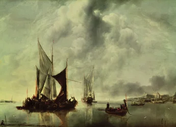 Kalmte of, boten nabij de kust, na 1651