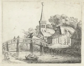 Landschap met houten brug