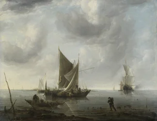 Schepen voor anker op een rustige zee