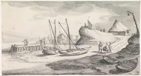 Boten op een rivieroever