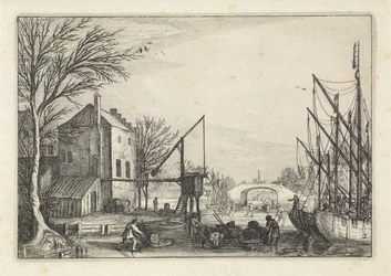 Figuren op het ijs bij een brouwerij Landschappen (series title) Amenissimae aliquot requculae (series title)