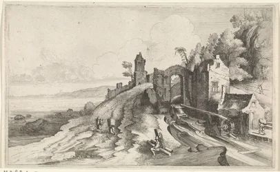 Kustlandschap met een watermolen Zeegezichten (series title)