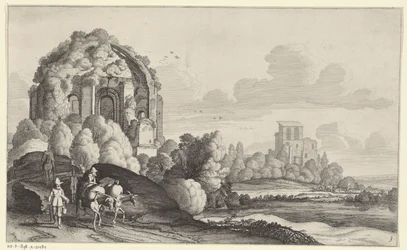 Reizigers bij de Tempel van Minerva Medica bij Rome