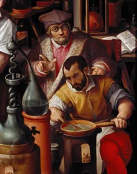 Het laboratorium van de alchemist (detail)
