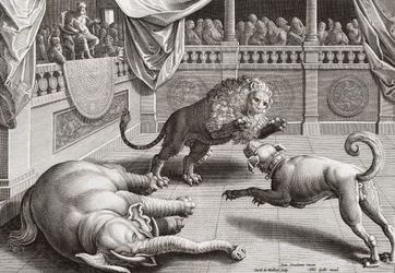 Alexander de Grote kijkt naar vechtende dieren, 16e eeuw