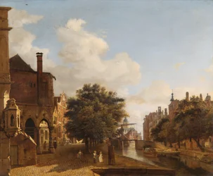 Architectonische fantasie met het oude stadhuis, Amsterdam