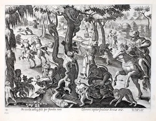 Apenjacht op het platteland, illustratie uit 