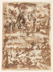 Boven: Erminia en de herder; Onder: Atalanta jaagt op het Calydonische everzwijn