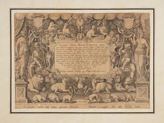 Opdrachtpagina van de set "Mediceae familiae rerum feliciter gestarum Victoria et triumphi"