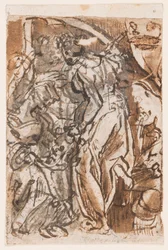 Recto: Judith met het Hoofd van Holofernes; Verso: Voorlopig Ontwerp voor Titelplaat van de Zeven Planeten Prentserie