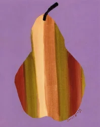 Peer met strepen en rozeachtige achtergrond, ca. 2024 (aquarel op papier)