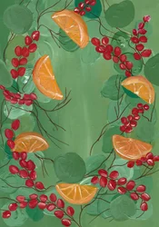 Feestelijke krans van sinaasappels en bessen