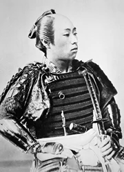 Samurai van Oud Japan met traditioneel kapsel