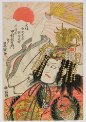 Acteur Nakamura Utaemon van Edo als Taira no Kiyomori in Nieuwe Kaomise in het Naka Theater, Edo periode