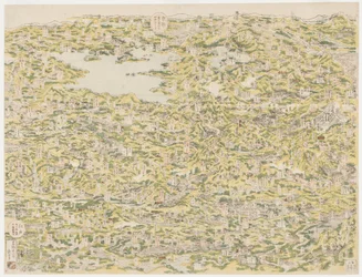 Vogelperspectief van de Kiso-snelweg van Edo naar Kyoto, 1819