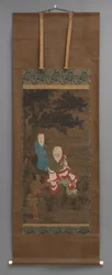 Boeddhistisch schilderij van 3 figuren, begin 18e eeuw