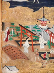 Osakazu Byobu - Japans kamerscherm met acht panelen (schilderij)