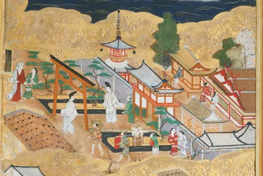 Osakazu Byobu - Japans kamerscherm met acht panelen (schilderij)
