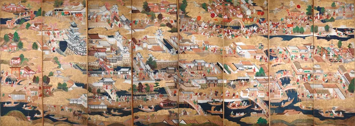 Osakazu Byobu - Japans kamerscherm met acht panelen (schilderij)