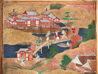 Osakazu Byobu - Japans kamerscherm met acht panelen (schilderij)