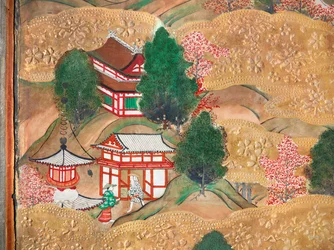 Osakazu Byobu - Japans kamerscherm met acht panelen (schilderij)